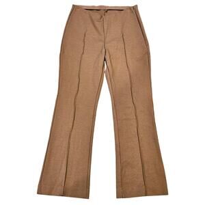 Everlane Pants Womens M Dream Kick Flare Brown Tan Ponte Pintuck Ankle Length